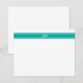 人気があるティール（緑がかった色）パーソナライズされたモノグラム名イニシャル ノートカード (正面/裏面)