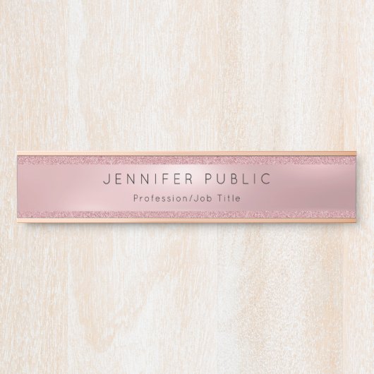 人気があるバラ金ゴールドグリッタープロフェッショナルモダングラム サインプレート (正面)