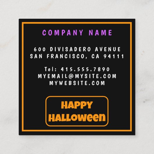 人気があるパンプキンハロウィーン秋コレクション スクエア名刺 (裏面)