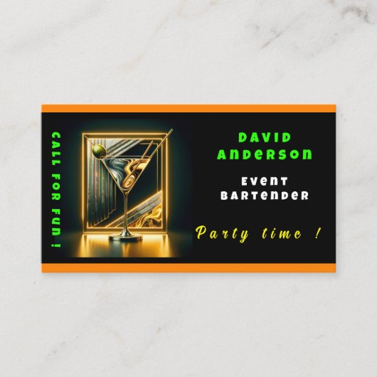 人気があるパーティータイムネオンパーソナライズされたプロフェッショナル 名刺 (正面)