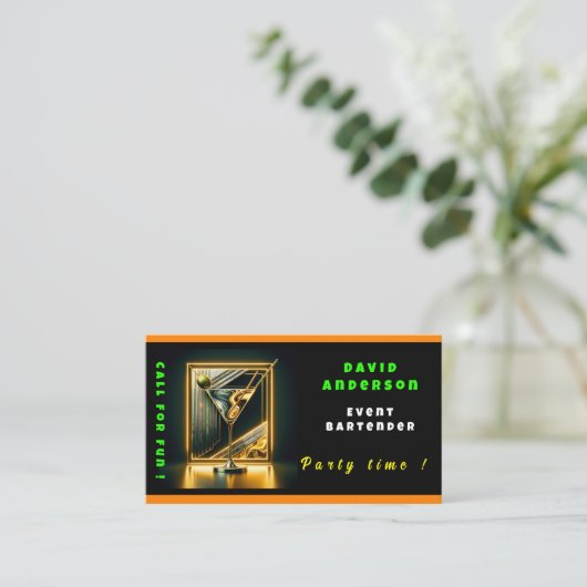 人気があるパーティータイムネオンパーソナライズされたプロフェッショナル 名刺 (スタンド正面)