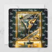 人気があるパーティー時間ネオンパーソナライズされた 招待状 (正面)