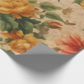 人気があるフローラ水色ヴィンテージ収集 ラッピングペーパー (角)