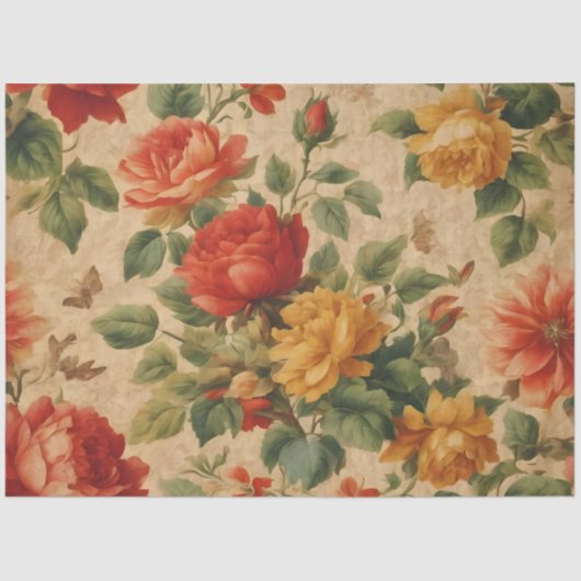 人気があるフローラ水色ヴィンテージ収集 薄葉紙 (正面)