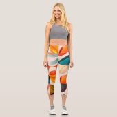 人気があるレトロ抽象芸術スクウェアコレクション カプリレギンス (正面)