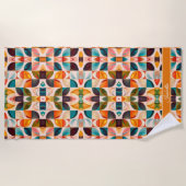 人気があるレトロ抽象芸術スクウェアコレクション ビーチタオル (正面)