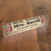 人気があるヴィンテージスタイル先生 デスクネームプレート (側面)