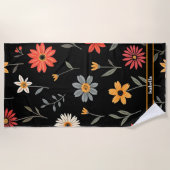 人気があるヴィンテージ美しいフローラ収集 ビーチタオル (正面)