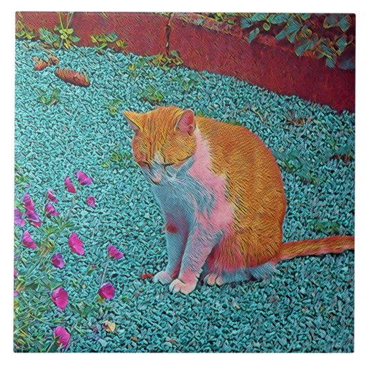 人気がある動物 – 猫 タイル (正面)