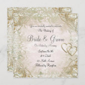 人気がある古いエレガント金ゴールド結婚式招待状 招待状 (正面/裏面)