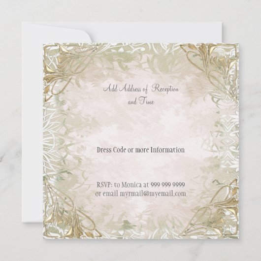 人気がある古いエレガント金ゴールド結婚式招待状 招待状 (裏面)