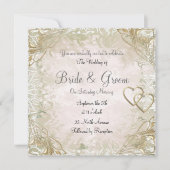 人気がある古いエレガント金ゴールド結婚式招待状 招待状 (正面)