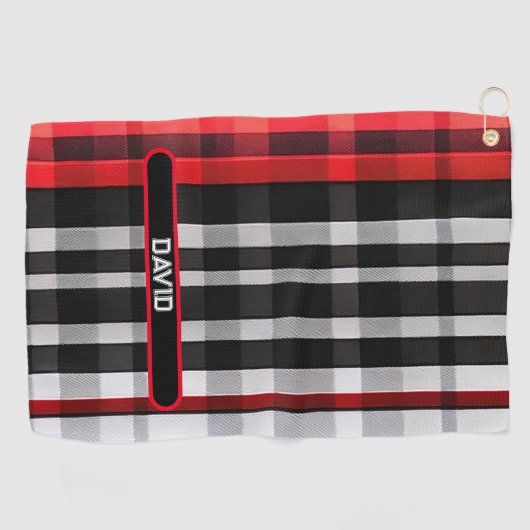 人気がある抽象芸術レッドブラックプレイドコレクション ゴルフタオル (横)