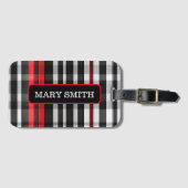 人気がある抽象芸術レッドブラックプレイドコレクション ラゲッジタグ (正面横)
