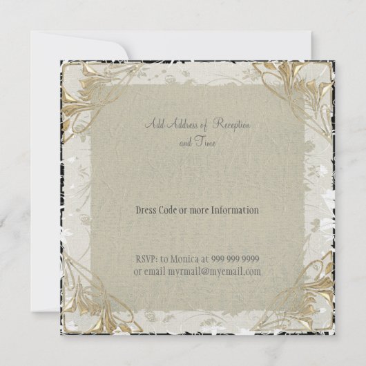 人気がある旧エレガント紙結婚式招待状 招待状 (裏面)