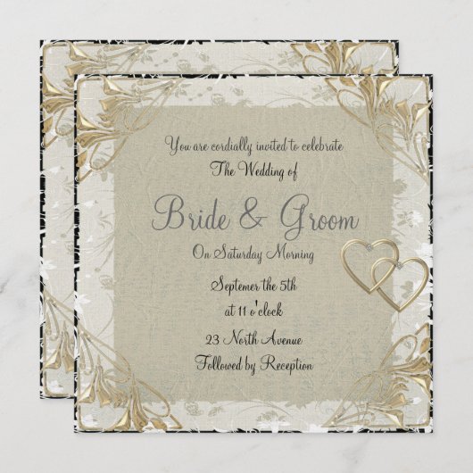 人気がある旧エレガント紙結婚式招待状 招待状 (正面/裏面)