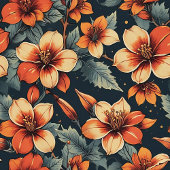 人気がある苔の緑とテラコッタフローラ フリースブランケット