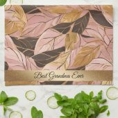 人気がある赤面ピンク金ゴールドボホ葉コレクション キッチンタオル (折り畳み)