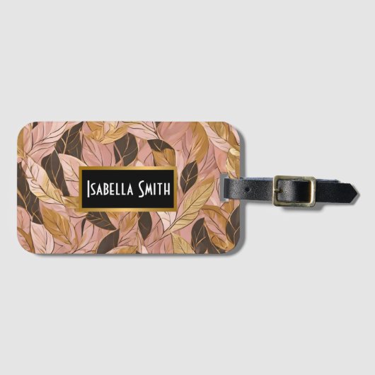 人気がある赤面ピンク金ゴールドボホ葉コレクション ラゲッジタグ (正面横)