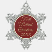 人気がある!最初の退職したクリスマス飾り スノーフレークピューターオーナメント (正面)