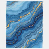 人気があるAzure Blue金ゴールド大理石コレクション フリースブランケット (正面)