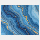 人気があるAzure Blue金ゴールド大理石コレクション フリースブランケット (正面(横))
