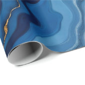 人気があるAzure Blue金ゴールド大理石コレクション ラッピングペーパー (ロールコーナー)