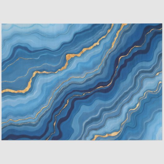 人気があるAzure Blue金ゴールド大理石コレクション 薄葉紙 (正面)