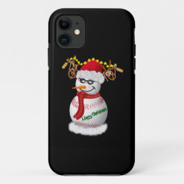 人気のおやつで飾られた野球の雪だるま iPhone 11 ケース