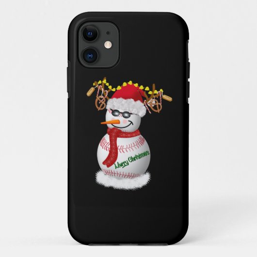 人気のおやつで飾られた野球の雪だるま Case-Mate iPhoneケース (裏面)