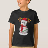 人気のおやつで飾られた野球の雪だるま Tシャツ (正面)