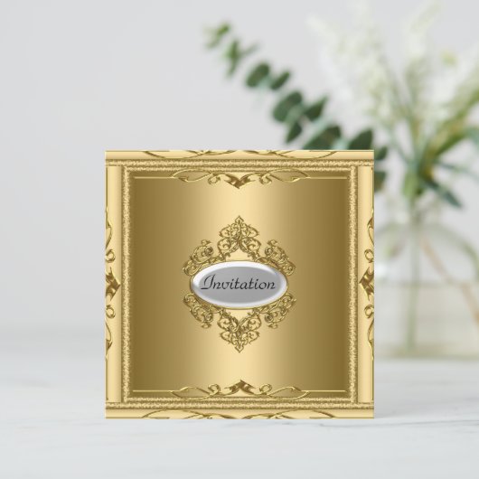 人気のゴールド おしゃれなパーティー招待状 招待状 (スタンド正面)