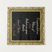 人気のヴィンテージゴールド3D花柄カスタムタペストリー タペストリー (正面(横))