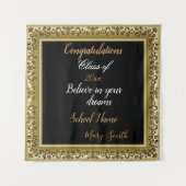 人気のヴィンテージゴールド3D花柄カスタムタペストリー タペストリー (正面)