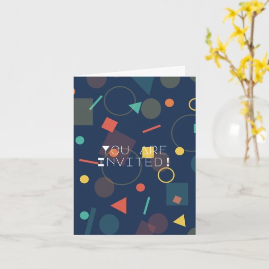 人気の幾何学デザインの誕生日招待状 カード (黄色い花)