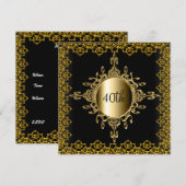 人気の招待状 誕生日パーティー ブラックとゴールド 招待状 (正面/裏面)