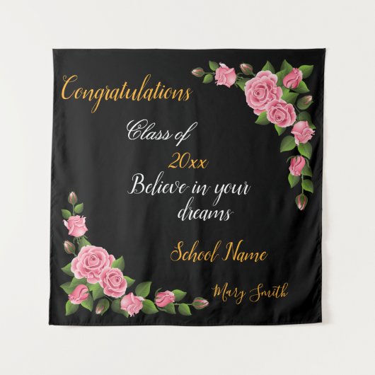 人気の花カスタマイズローズタペストリー タペストリー (正面)