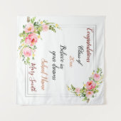 人気の花柄カスタマイズシルバー タペストリー (正面(横))