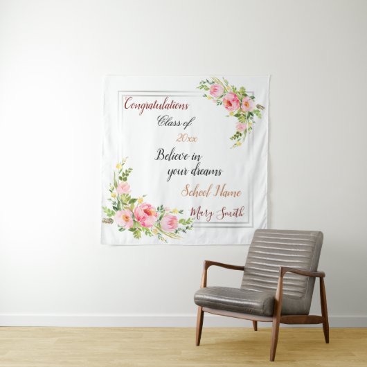 人気の花柄カスタマイズシルバー タペストリー (インサイチュ)