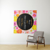 人気の花柄カスタマイズホワイト タペストリー (インサイチュ(横))