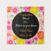 人気の花柄カスタマイズホワイト タペストリー (正面)