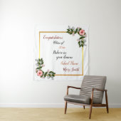 人気の花柄カスタマイズ白ピンクのバラ タペストリー (インサイチュ)