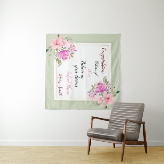 人気の花柄 カスタマイズ ピンク 紫 タペストリー (インサイチュ(横))