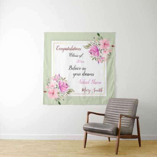 人気の花柄 カスタマイズ ピンク 紫 タペストリー (インサイチュ)