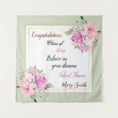 人気の花柄 カスタマイズ ピンク 紫 タペストリー (正面)