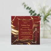 人気の50歳誕生日パーティー ゴールド バーガンディ 招待状 (スタンド正面)
