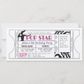 人気歌手の女の子のヴィンテージのチケットの誕生日の招待 招待状 (正面)