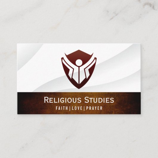 人物のロゴとシールド 名刺 (正面)