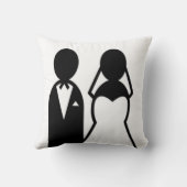 人物アイコン結婚のカップルのシルエットカスタマイズ クッション (裏面)