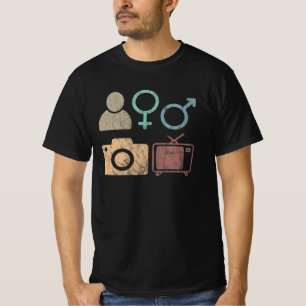 人物女性男性カメラテレビのシンボルとアイコン Tシャツ
